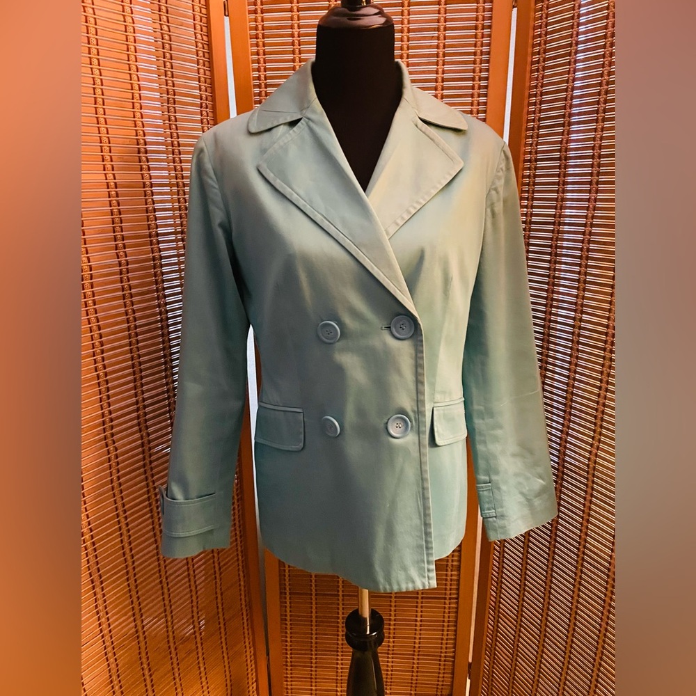Evan Picone Women's Double-Breasted Pea Coat - Light Blue, size 8